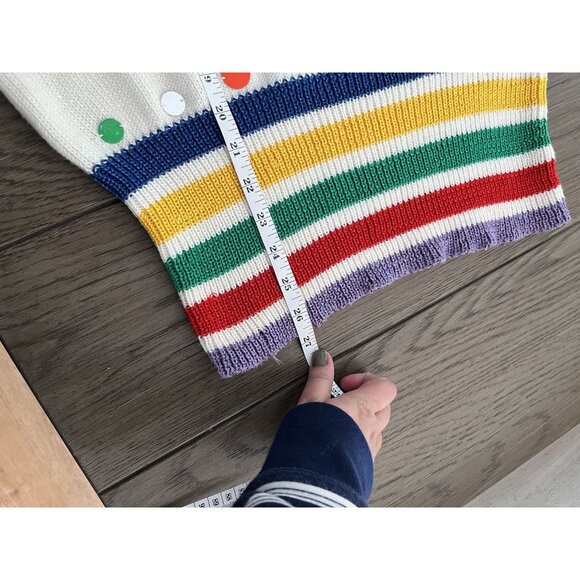 Vintage 1980's Sequin Sweater with Rainbow Stripe Waistband, Long Sleeve Pullove - Picture 8 of 8